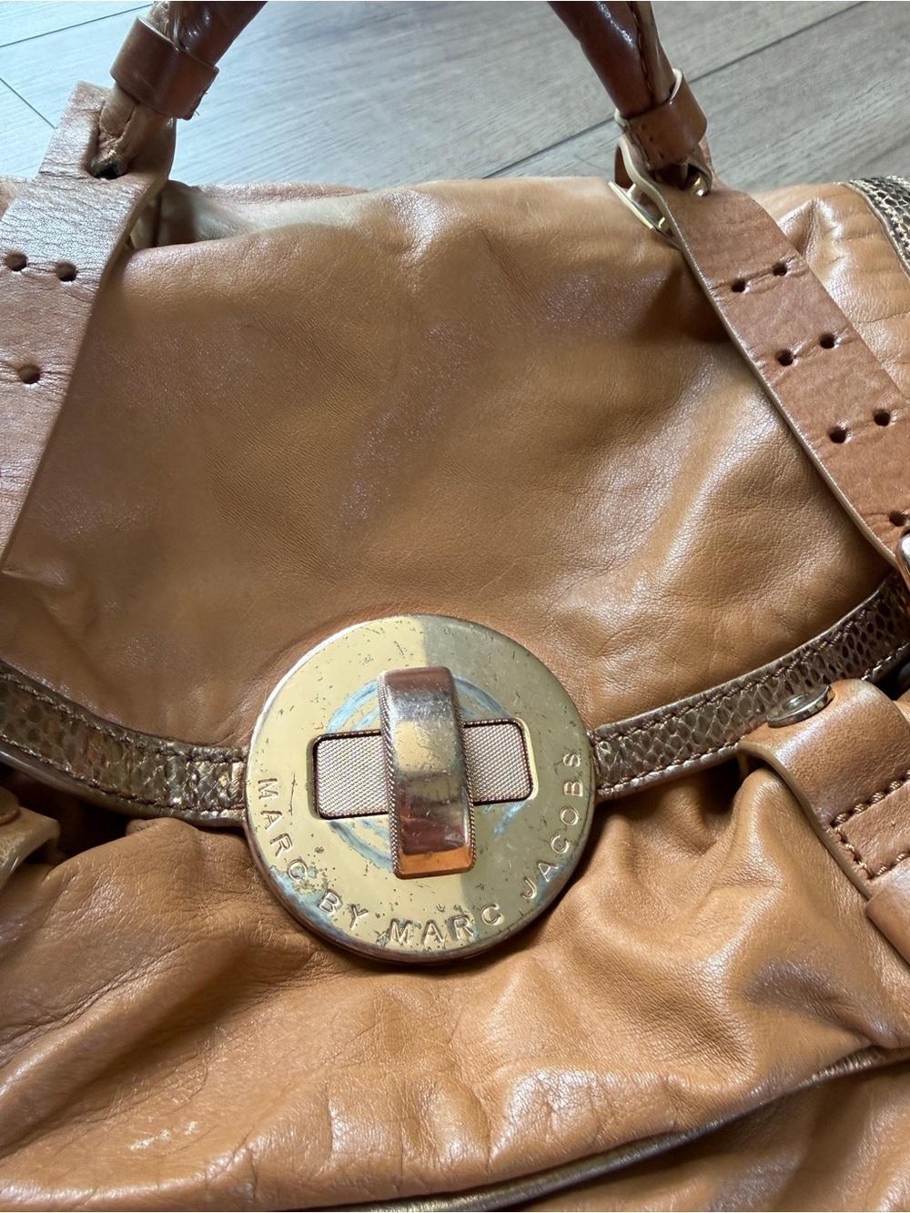 Marc Jacobs Cognac Real Leather Buckle Satchel - Lock ‘N Roll Rue - Picture 2 of 10